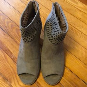 Open toe heeled ankle boots